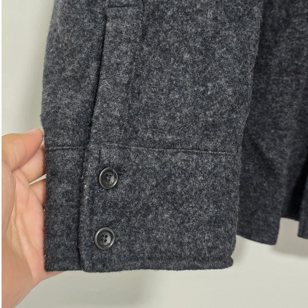 Banana Republic Wool Blend Shirt Jacket Mens SZ L Gray Shacket Heritage Layering